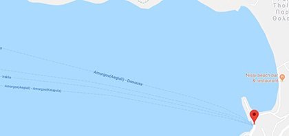 Χάρτης του λιμανιού της Αιγιάλης στην Αμοργό στις Κυκλάδες στην Ελλάδα