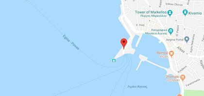 Χάρτης του λιμανιού της Αίγινας στα νησιά του Σαρωνικού στην Ελλάδα