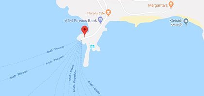 Χάρτης του λιμανιού της Ανάφης στις Κυκλάδες στην Ελλάδα