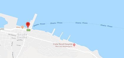 Χάρτης του λιμανιού των Χανίων στην Κρήτη στην Ελλάδα