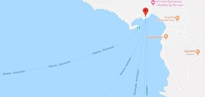 Χάρτης του λιμανιού της Δονούσας στις Κυκλάδες στην Ελλάδα