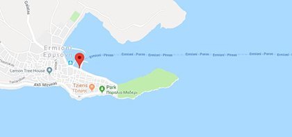 Χάρτης του λιμανιού της Ερμιόνης στη χερσόνησο της Πελοποννήσου στην Ελλάδα