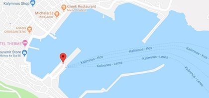 Χάρτης του λιμανιού της Καλύμνου στα Δωδεκάνησα στην Ελλάδα