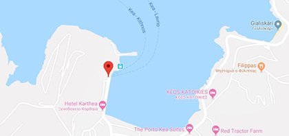 Χάρτης του λιμανιού της Κέας (Τζιά) στις Κυκλάδες στην Ελλάδα