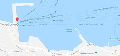 Χάρτης του λιμανιού της Κέρκυρας στα Ιόνια Νησιά στην Ελλάδα