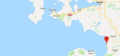 Χάρτης του λιμανιού του Κουσάντασι στην Τουρκία