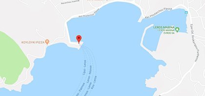 Χάρτης του λιμανιού της Λέρου στα Δωδεκάνησα στην Ελλάδα