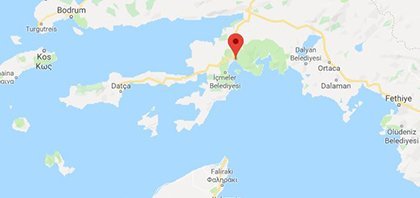 Χάρτης του λιμανιού της Μαρμαρίδας στην Τουρκία