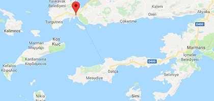 Χάρτης του λιμανιού του Μπόντρουμ (Αλικαρνασσός) στην Τουρκία