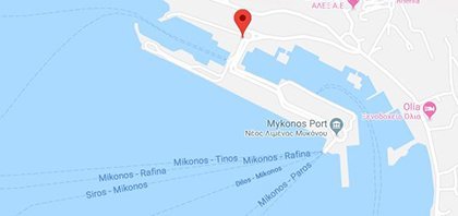 Χάρτης του νέου λιμανιού της Μυκόνου στις Κυκλάδες στην Ελλάδα