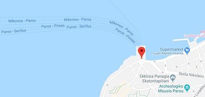 Χάρτης του λιμανιού της Πάρου στις Κυκλάδες στην Ελλάδα