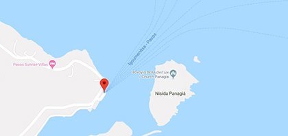 Χάρτης του λιμανιού των Παξών στα Ιόνια Νησιά στην Ελλάδα