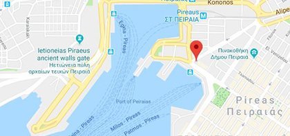 Χάρτης του λιμανιού του Πειραιά στην Αττική στην Ελλάδα