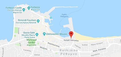 Χάρτης του λιμανιού του Ρεθύμνου στην Κρήτη στην Ελλάδα