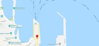 Χάρτης του λιμανιού της Ρόδου στα Δωδεκάνησα στην Ελλάδα