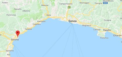 Χάρτης του λιμανιού της Σαβόνας στην Ιταλία