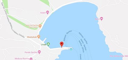 Χάρτης του λιμανιού της Σερίφου στις Κυκλάδες στην Ελλάδα