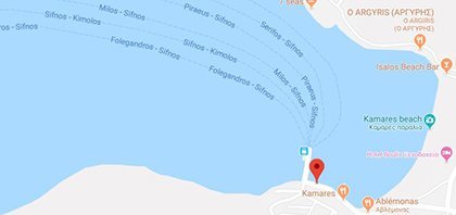 Χάρτης του λιμανιού της Σίφνου στις Κυκλάδες στην Ελλάδα