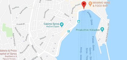 Χάρτης του λιμανιού της Σύρου στις Κυκλάδες στην Ελλάδα