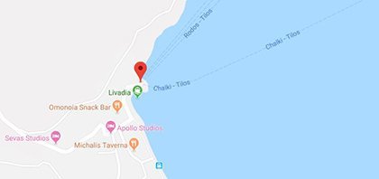 Χάρτης του λιμανιού της Τήλου στα Δωδεκάνησα στην Ελλάδα