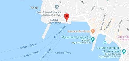 Χάρτης του λιμανιού της Τήνου στις Κυκλάδες στην Ελλάδα