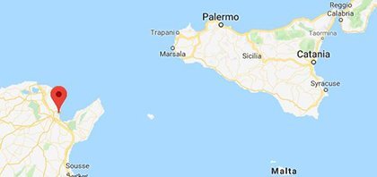 Χάρτης του λιμανιού της Τύνιδας στην Τυνησία