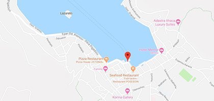 Χάρτης του λιμανιού για το Βαθύ στην Ιθάκη στα Ιόνια Νησιά στην Ελλάδα