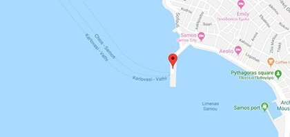Χάρτης του λιμανιού για το Βαθύ Σάμου στα νησιά του Βορείου Αιγαίου στην Ελλάδα
